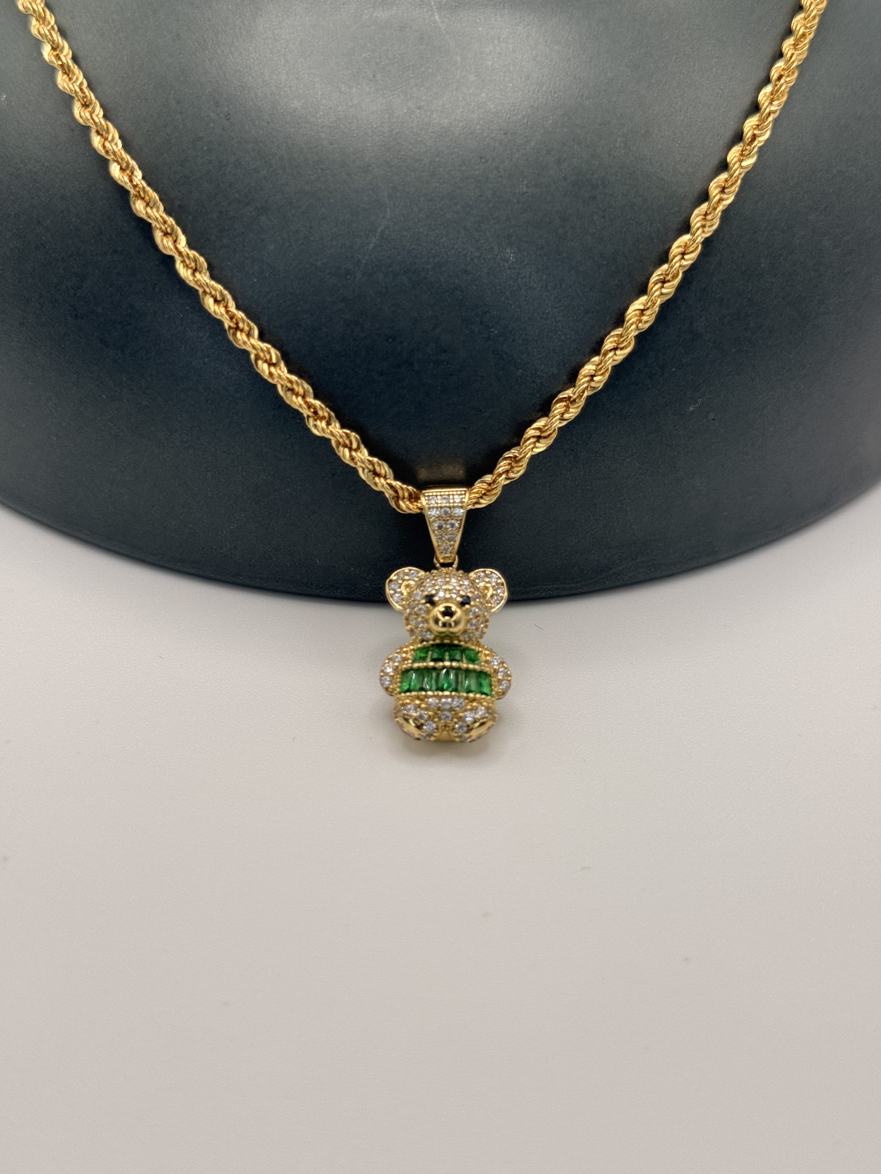 Cute Bear Pendant Necklace Premium Italian 10K gold