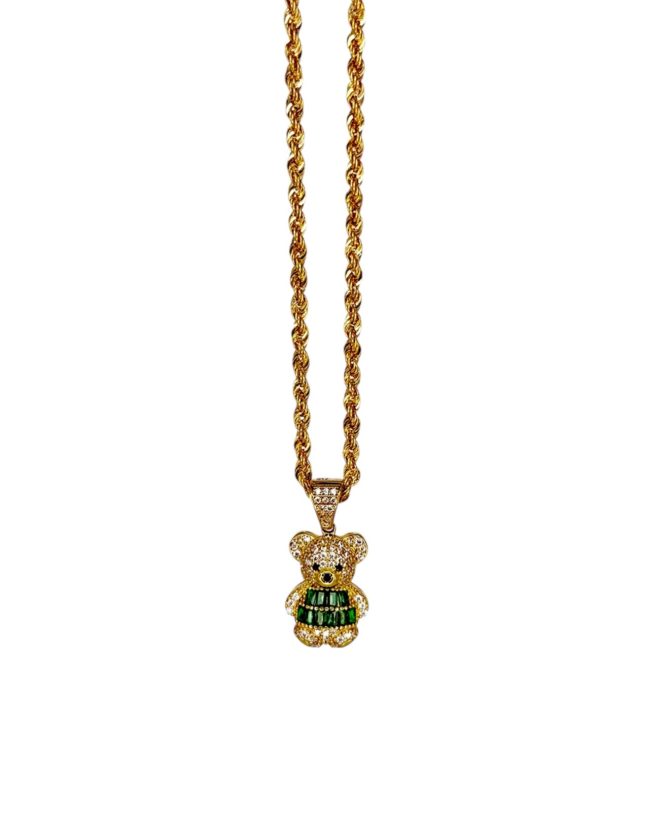 Cute Bear Pendant Necklace Premium Italian 10K gold